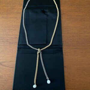 Virtue LuxuryJewelry Silver and Gold Medium Curb Knotted Mini Pearl Necklace EUC